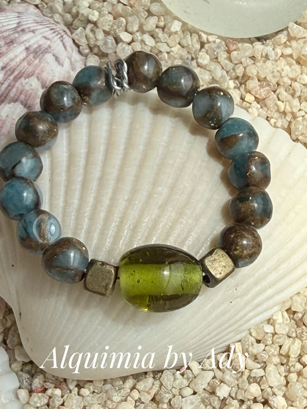 BOHO Beaded Ring w/ Turquoise— Size 9 — Steel Wire